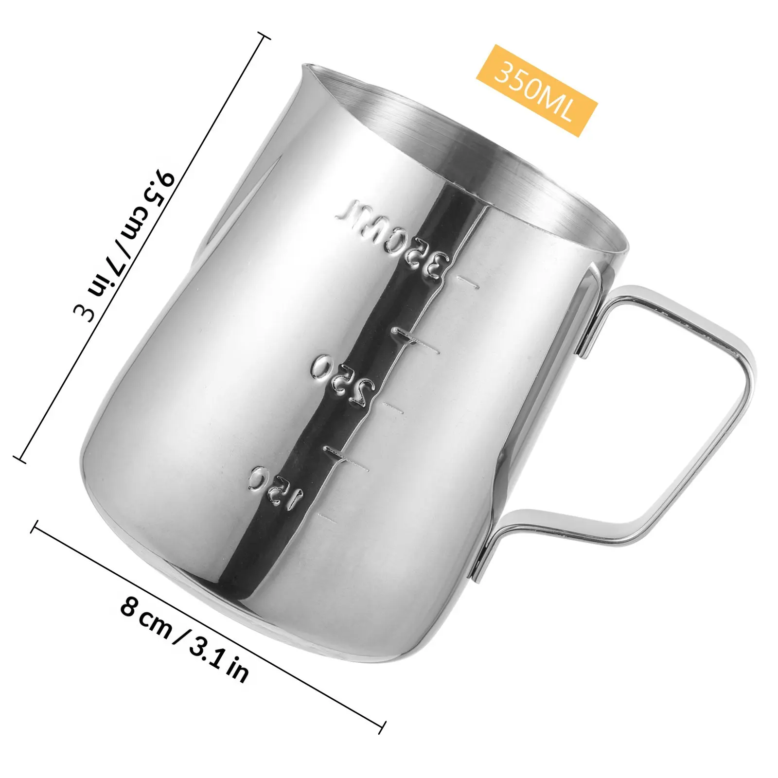 Milk Frothing Pitcher Stainless Steel Latte Steaming Cup with Ergonomic Handle for Cappuccino Latte Art Espresso Machine Use