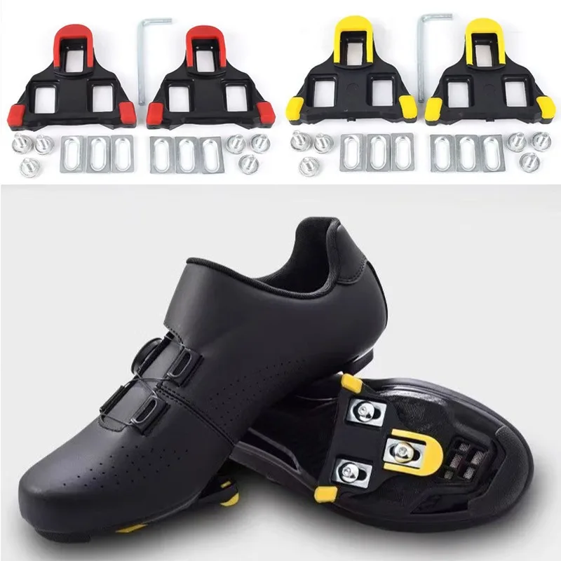 1Pair Road Bike Pedal Cleats, Self-Locking Cleat Plates Compatible with SPD-SL System, Float Cycling Shoe Accessory, Durable
