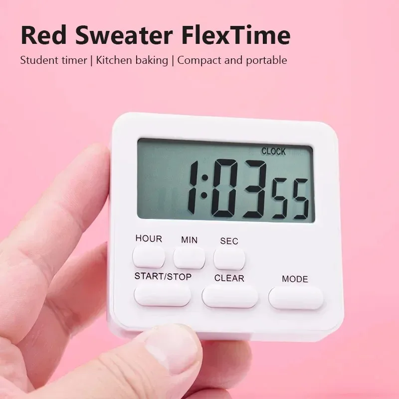 Kitchen Timer Digital Display Cooking Alarm Clock Sleep Stopwatch Countdown Time Manager for Kids Student Learning Household Use