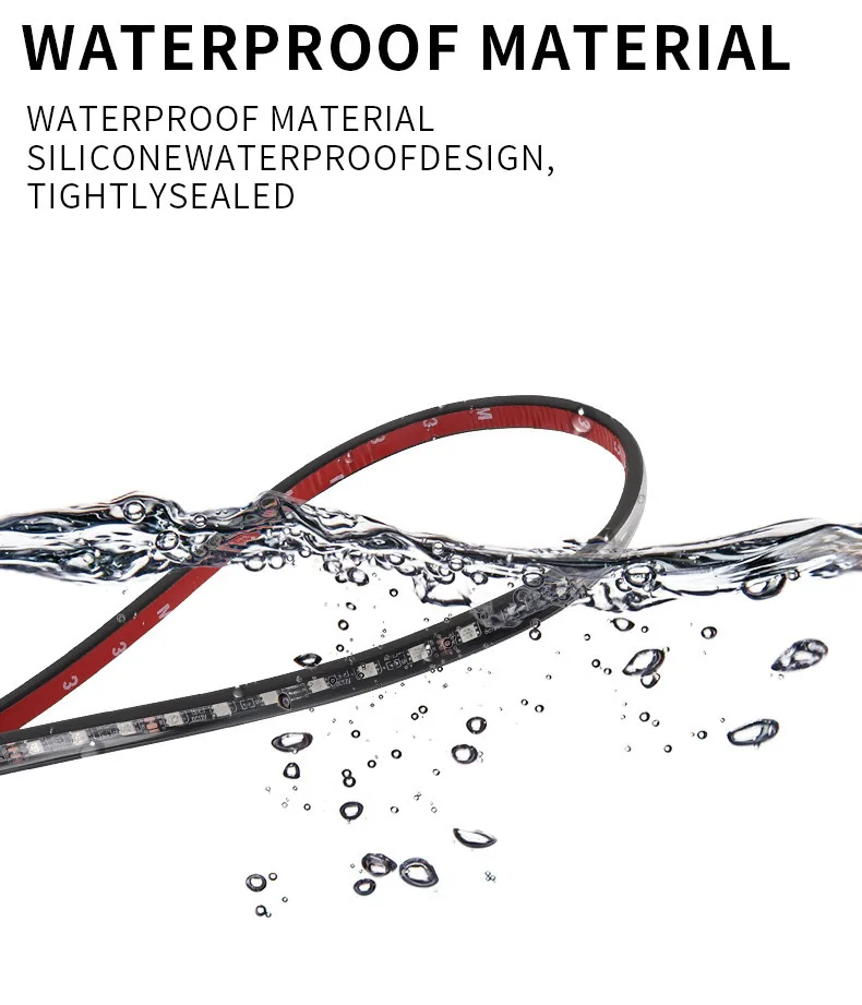 سيارة Led تدفق الضوء الملونة الهيكل شرائط مصباح مرنة مقاوم للماء سيارة تحت الوهج جو شريط مصابيح #6