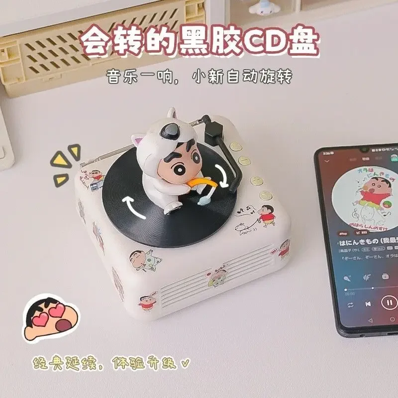 Crayons New Series Birthday Gift Bestie Bluetooth Speaker Cute Record Player Small Speaker Creative Music Box Kawaii Decoration