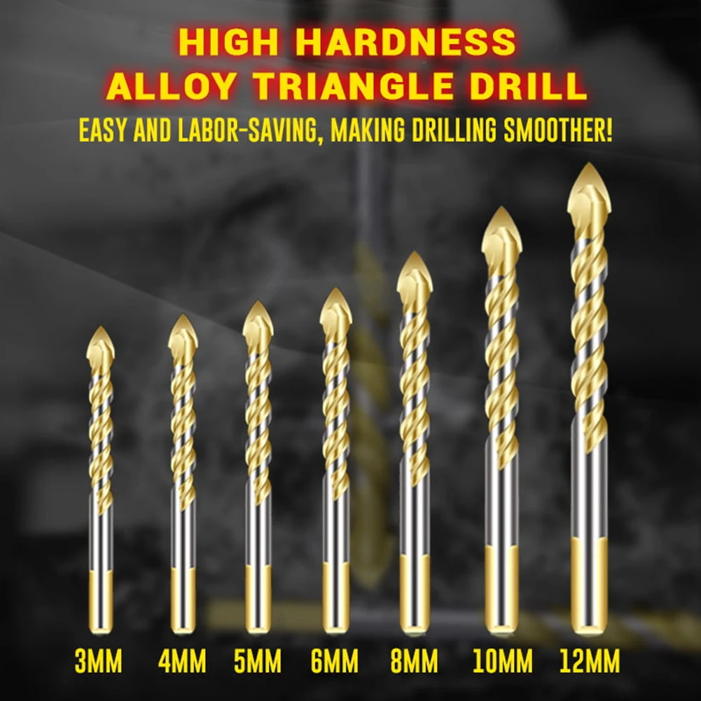 Punta da trapano triangolare precisa e precisa per fori perfettamente forati per piastrelle in porcellanato, cemento, mattoni, vetro