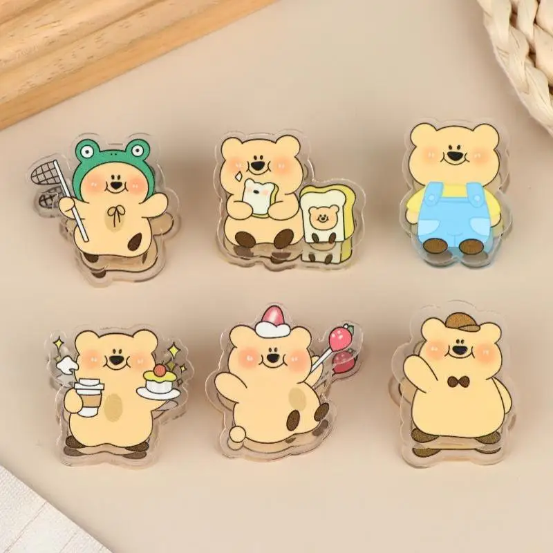 6Pcs Cartoon Bear Clips Durable Cute Animal Decorative Clamps Non-slip Snack Sealing Bookmark Clips for Home Office School