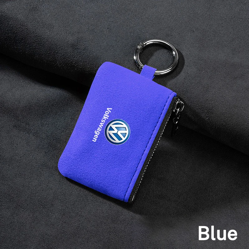 New Suede Car Remote Key Case Bag For Volkswagen VW R-line GTI R Polo Golf Passat Magotan Tiguan Jetta GTD TSI GLi Auto Keychain