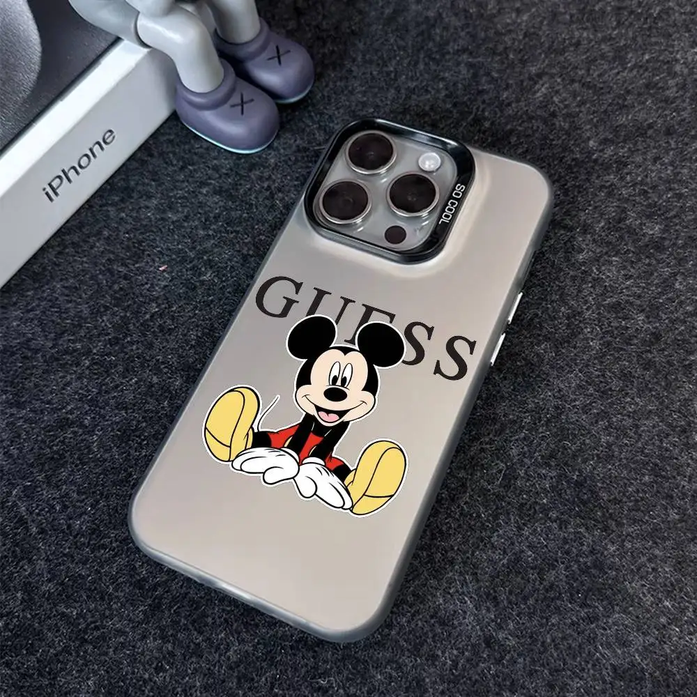 

C-Disney M-Mickey Minnie G-GueSs Phone Case For IPhone 16 15 14 13 12 11 Pro Max Plus Color Shockproof Back Silver Cover