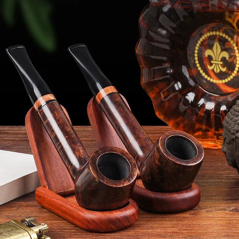 

Hollywood Large Long Straight Pipe with Ring8MMMen's Solid Wood Double-Sided Smooth and Rough Surface Straight Smoking Pipe