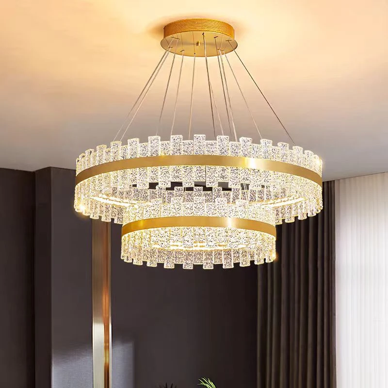 Modern Luxurious Crystal Chandelier Lustrous LED Eye-Friendly Lamp for Long-Shaped Dining Living Room Bedroom