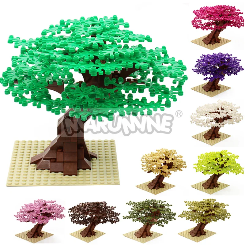 Marumine MOC Ziegel Baum Set 205PCS moc bricks blocks bausteine mit Platte Bausteine Modell Anlage Zubehör Gras Teile Dekoration Szene Spielzeug