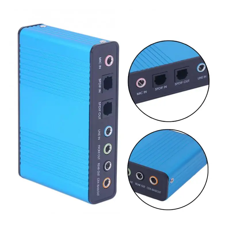 Audiod USB 6 Channel 5.1 / 7.1 Surround External Sound Card PC Laptop Desktop Tablet Audio Optical Adapter Card Recording K Song