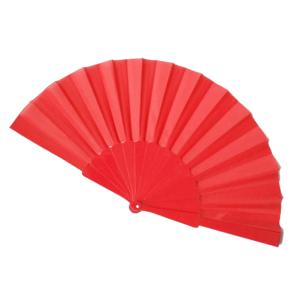 Abanico de mano plegable de plástico, accesorio de Color sólido para danza china, Taichi, ejercicio matutino, adornos para el hogar