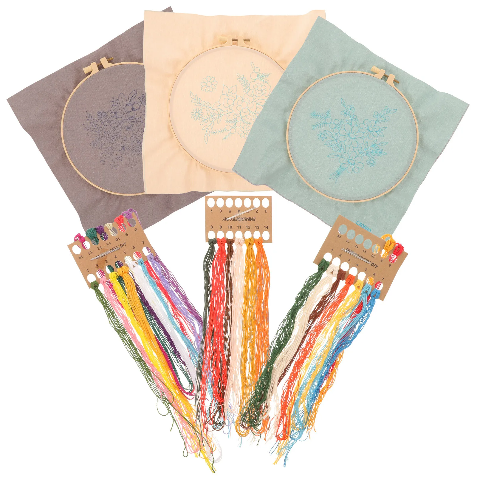 

3Sets Beginner Embroidery Kit DIY Material Set Stitch Practice Cross Stitch Kits Handy Embroidery Supplies for Handmade Craft