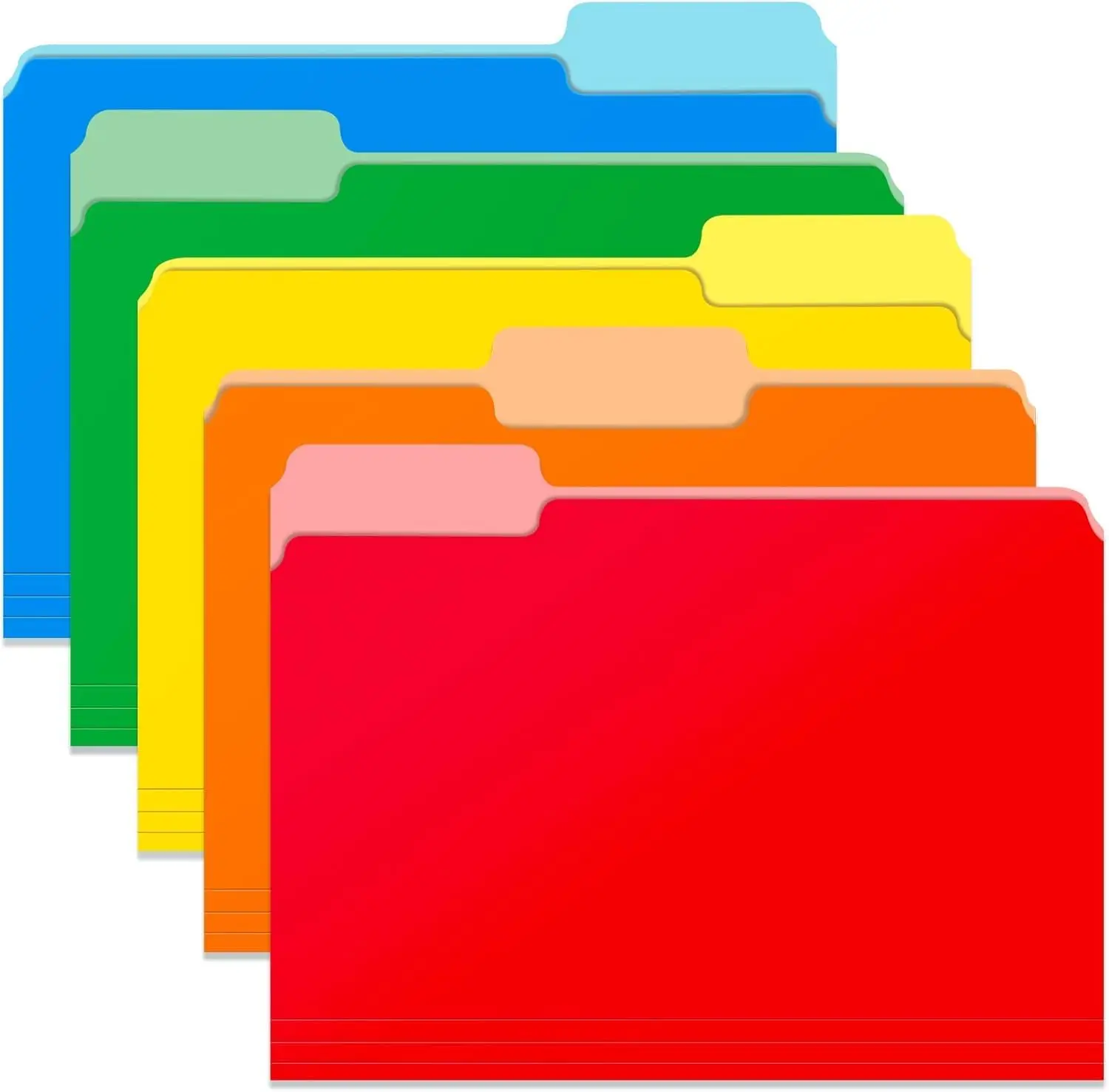 15-Pack Two-Tone File Folders, 8.5x11 Inch Letter Size with 1/3 Cut Tabs in Assorted Colors for Office and School