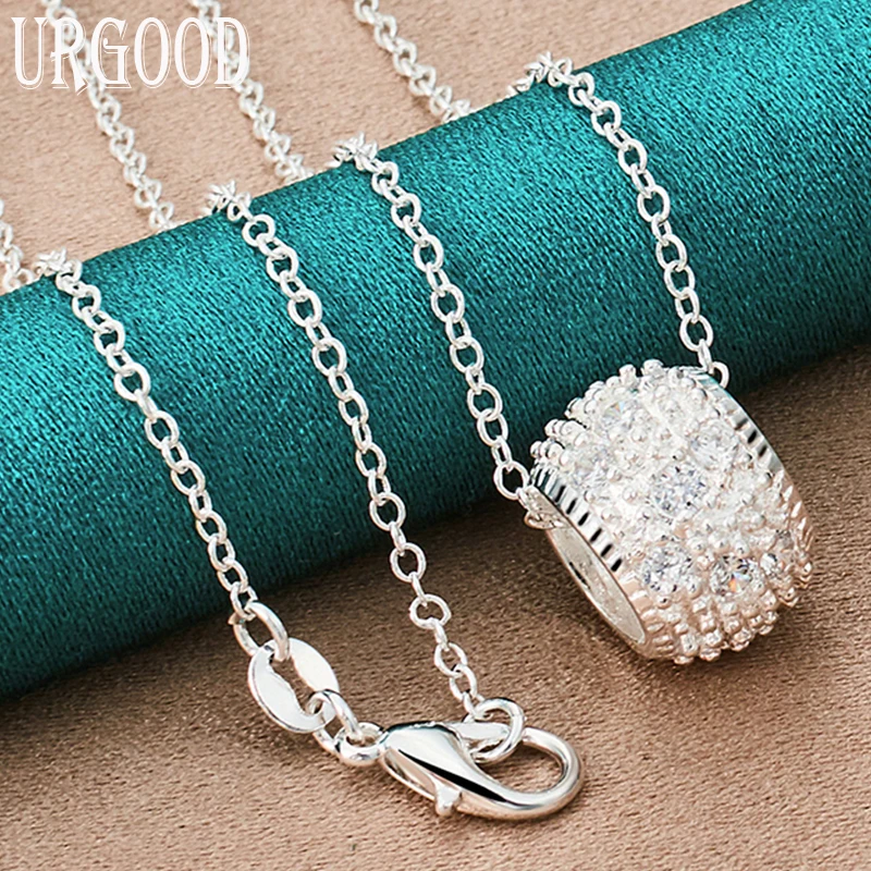 

925 Sterling Silver AAA Zircon Round Pendant Necklace 16-30 Inch Chain For Women Party Engagement Wedding Fashion Jewelry