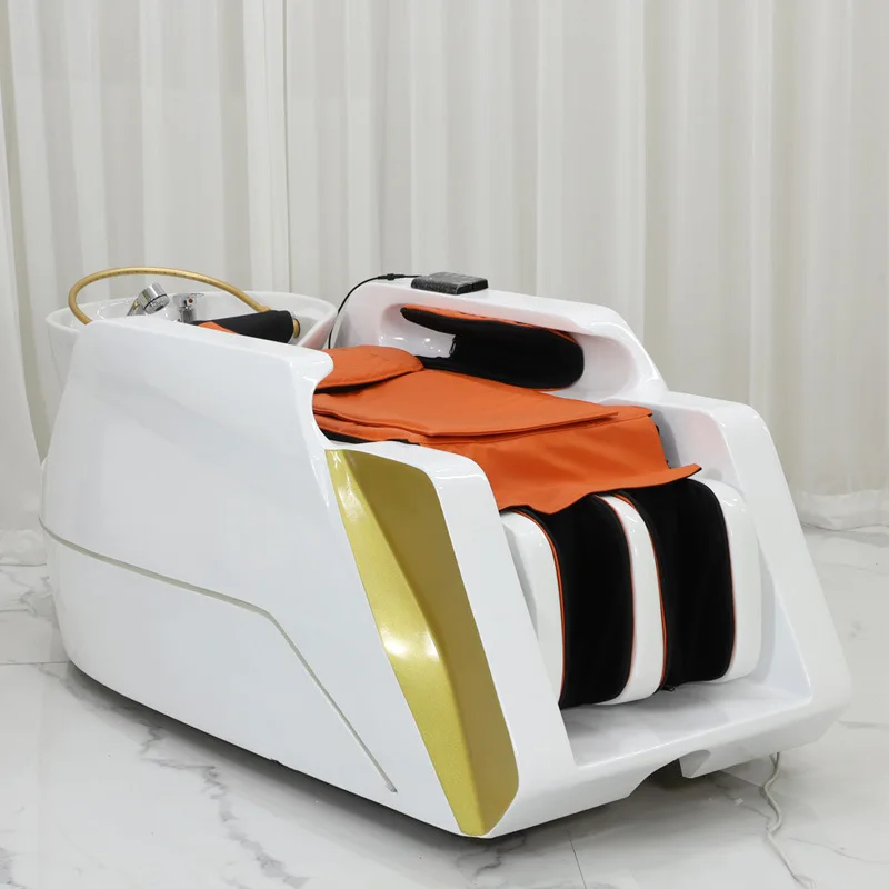 Fiberglass ceramic basin massage shampoo bed with full-body massage, fumigation, water circulation and flushing function
