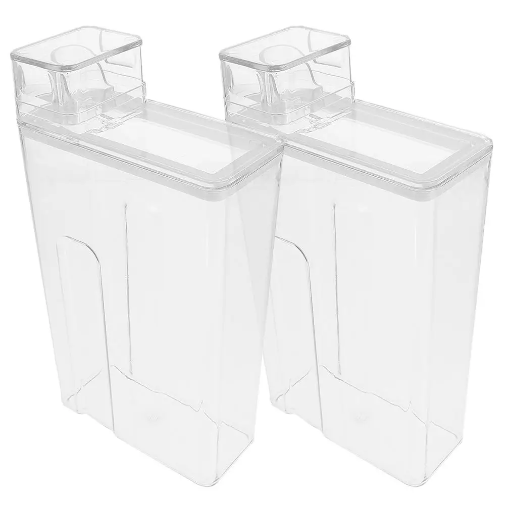 

2Pcs Laundry Detergent Storage Box Large Capacity Transparent Refillable Lotion Container Washing Powder Bucket Portable Liquid