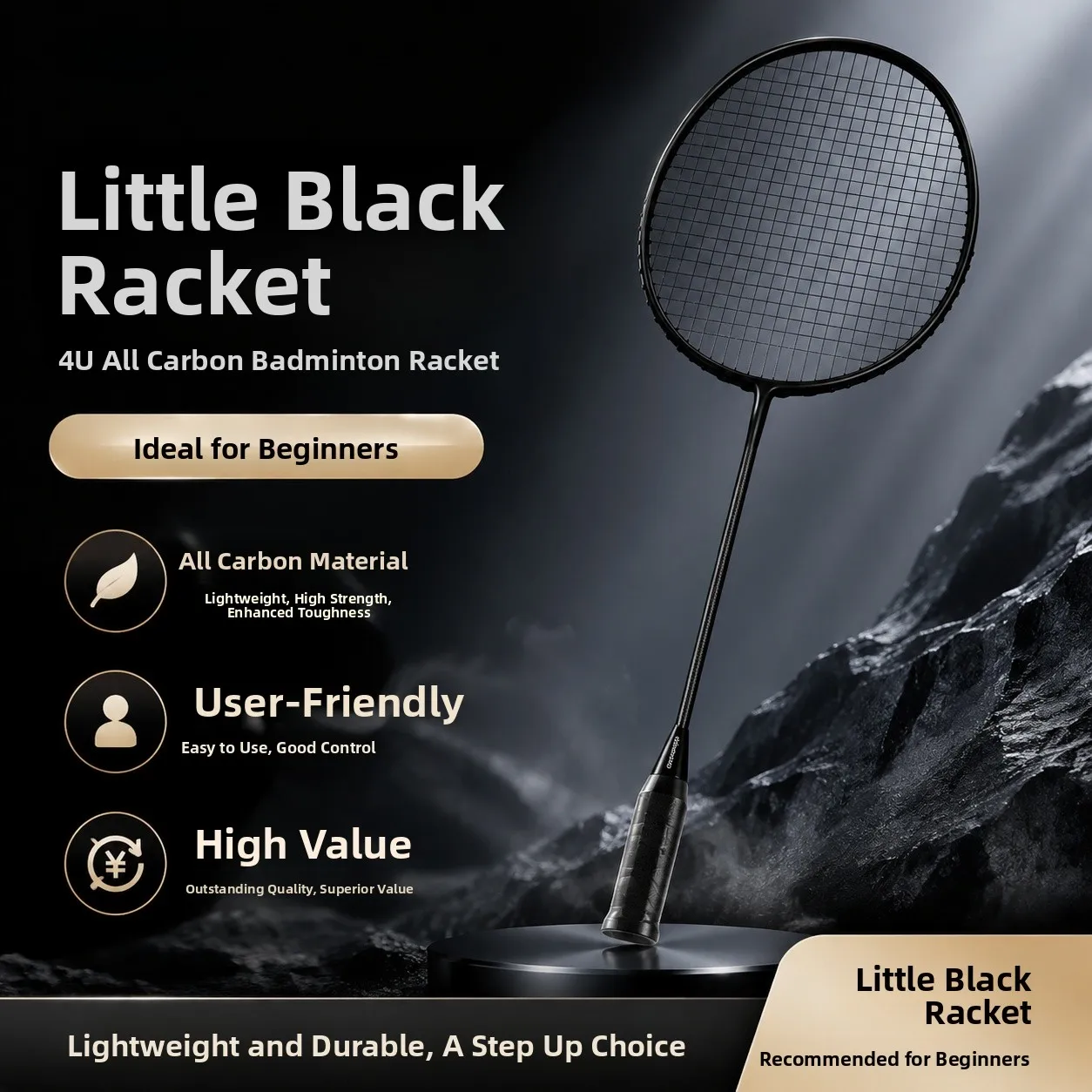 xiaohei-badminton-racket-4u-full-carbon-super-lightweight-beginner-student-adult-26pounds-single-racket-24pounds