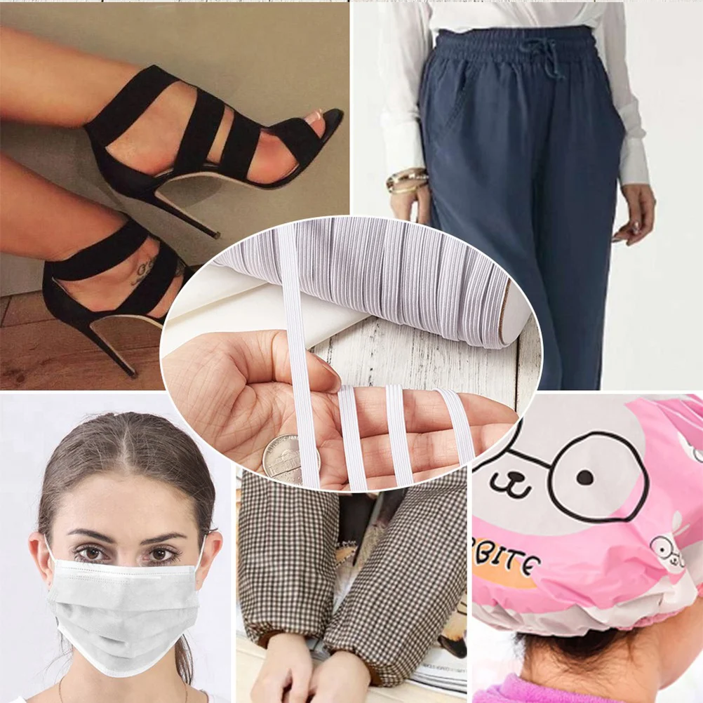 

1 Roll 0.6Cm Narrow Flat Elastic Band 70 Yard White Polyester Ribbon For Sewing Clothing Accessories Waistband Diy Craft