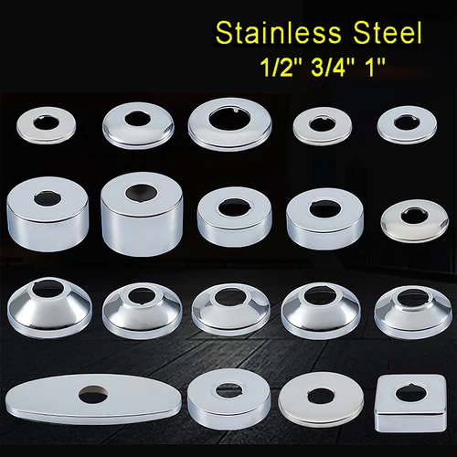 Imagen 2 del producto 1 Uds. Cubiertas de pared de tubería de agua de acero inoxidable grifo de ducha válvula angular tubo cubierta decorativa accesorios de baño de cocina 1/2 ""-1""