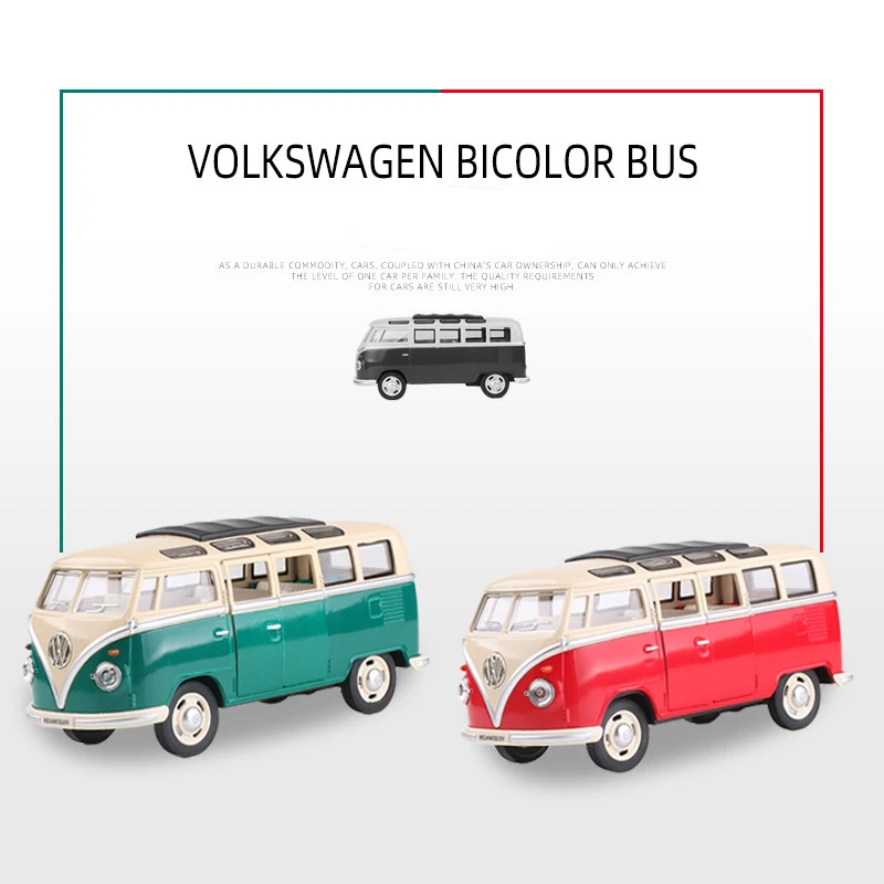 Volkswagens-金属製のおもちゃのバス,コレクション,車のモデル,サウンドライト,誕生日プレゼント,1:24