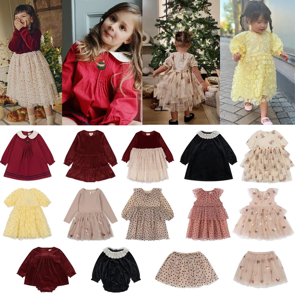 Girls Princess Dress 2024 KS Christmas Girl Floral Mesh Dresses Baby Cute Rompers Kids Sequin Skirt Carnival Party Vestidos