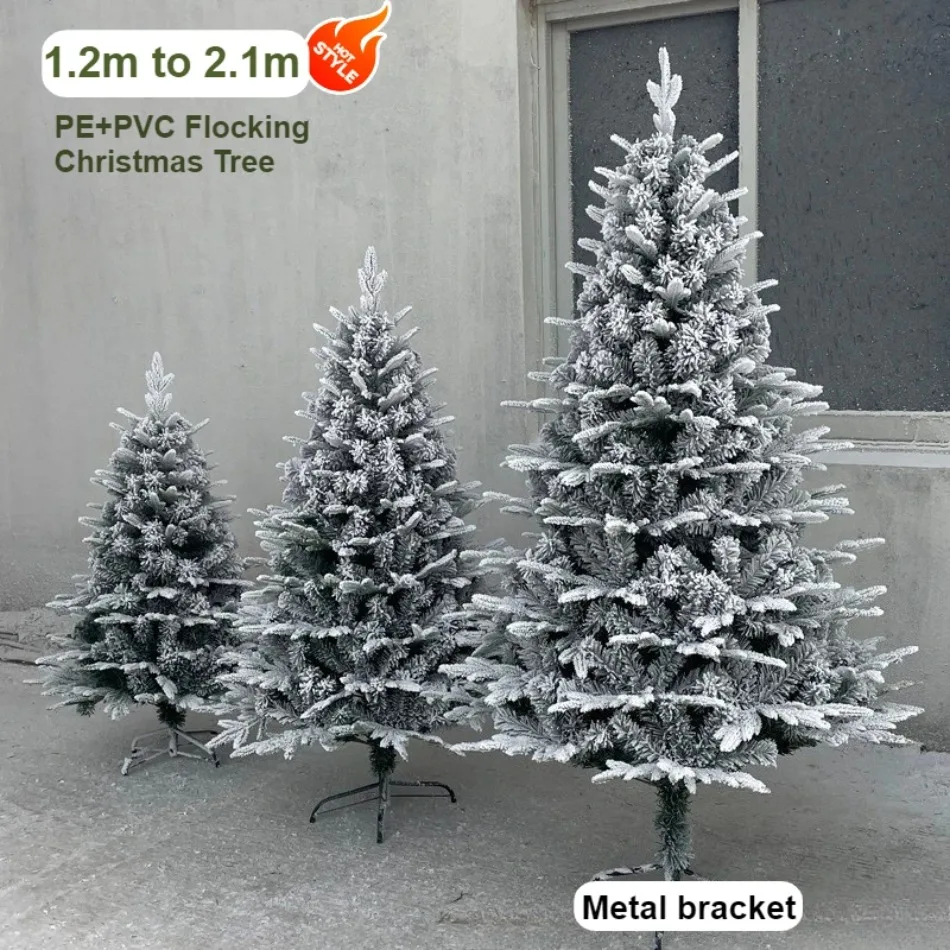 

Simulation Christmas Tree PE+PVC White Snow Encryption Flocking Christmas Tree 1.2m To 2.1m Christmas Atmosphere Home Decoration