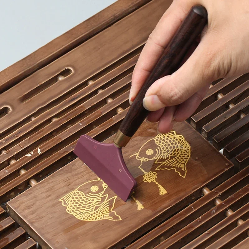 YOMDID Leather Scraper DIY Leather Crafts Smear Glue Thin Gluing Gumming Board Handmade Sewing Leather Scraper Sandalwood Handle