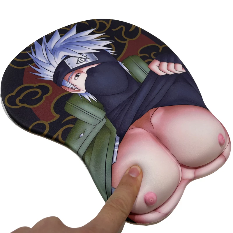 

Blister Packaging Anime Kakashi 3d Nipples Mouse Pad Sexy Man Breast Wrist Rest 3D Oppai Silicone Desk Gamer Mousepad