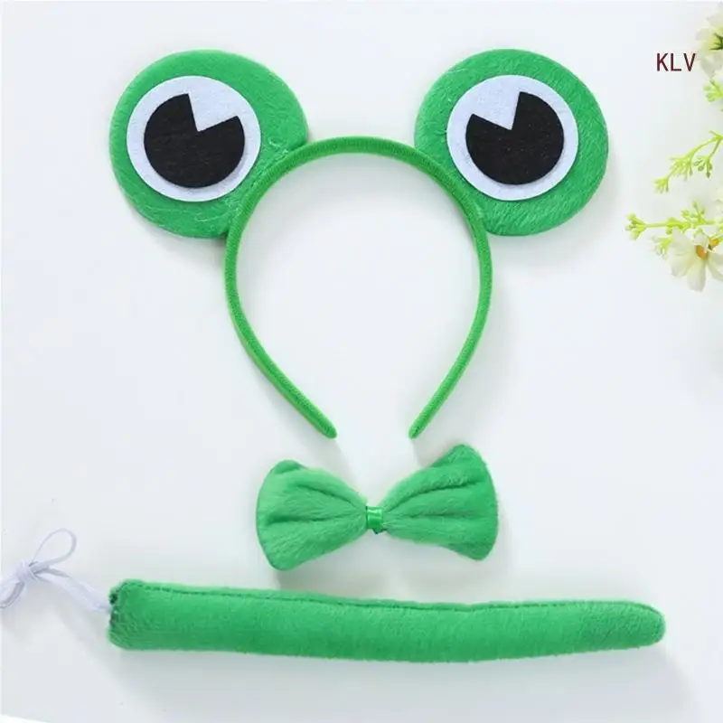 Dierenkostuumaccessoires Set Kat/Muis/Hond/Koe/Kikkeroren Hoofdband, Vlinderdas, Staart 6XDA