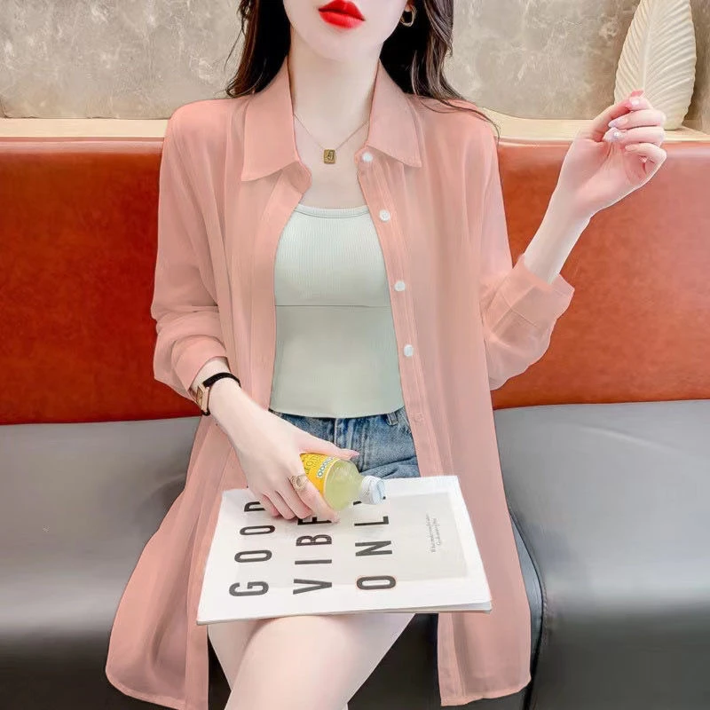 

Тонкая солнцезащитная одежда из ледяного шелка, женская летняя свободная дышащая верхняя одежда Irt с воротником све, традиционная одежда...