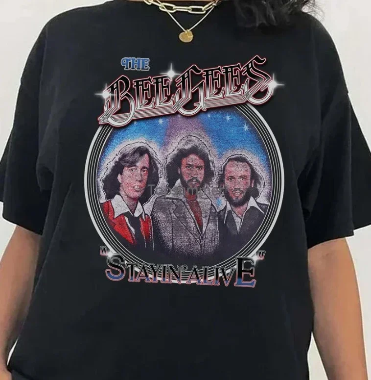 

Bee Gees Band Stayin Alive 70S Band Shirt Vintage 1970 Bee Gees Tour Merch Tê