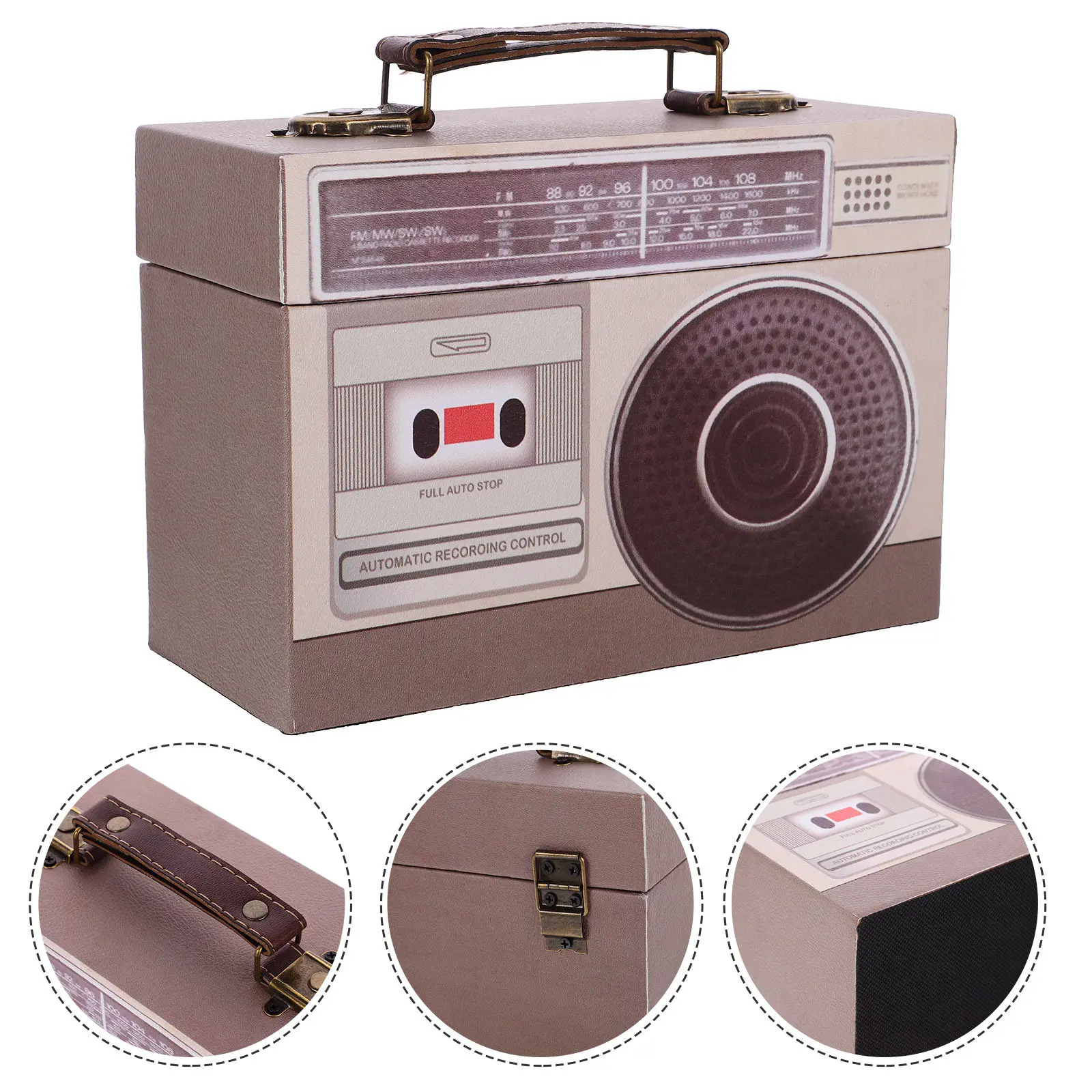 

Vintage Wooden Jewelry Organizer Retro Storage Box Large Capacity Zinc Alloy PU Desktop Trinket Box for Home Decor Keep