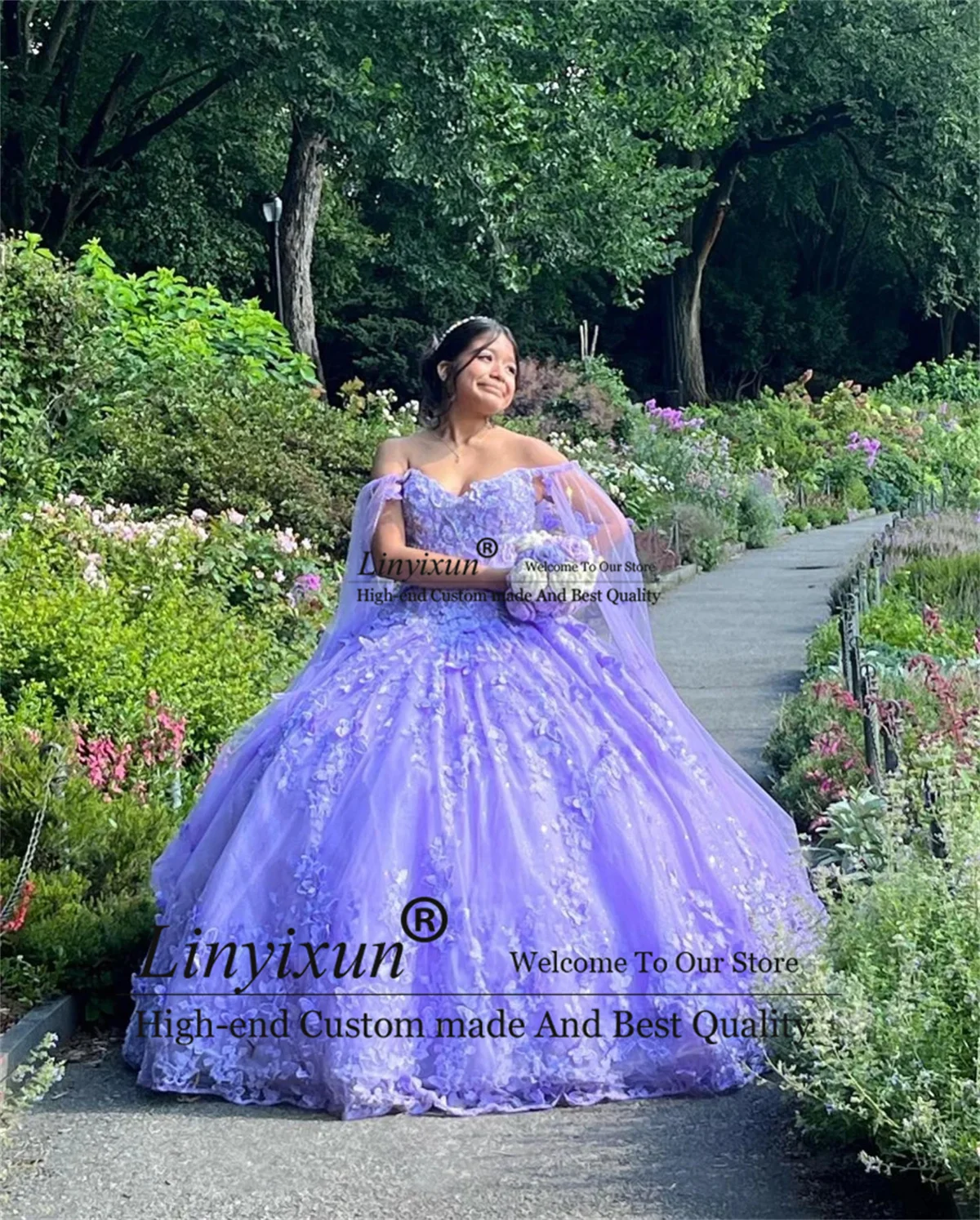 Messico Ball Gown Purple Quinceanera Dress 2024 paillettes Beaded Butterfly Appliques Sweet 16 Dress With Cape Vestidos De 15 Anos