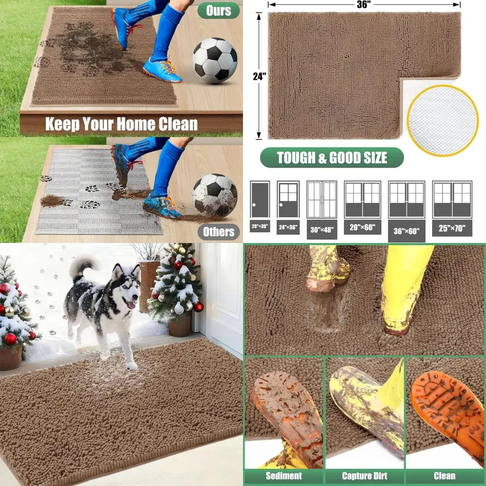 

Large Absorbent Outdoor Doormat, 71 x 25, Washable for Muddy Paws, Non-Slip Indoor Door Mat for Dogs, Entryway Mat in Camel