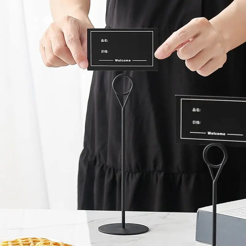 1Pcs Ins Style Stainless Steel Tabletop Menu Card Holder Restaurant Modern Simplicity Vertical Type Price Sign Display Stand