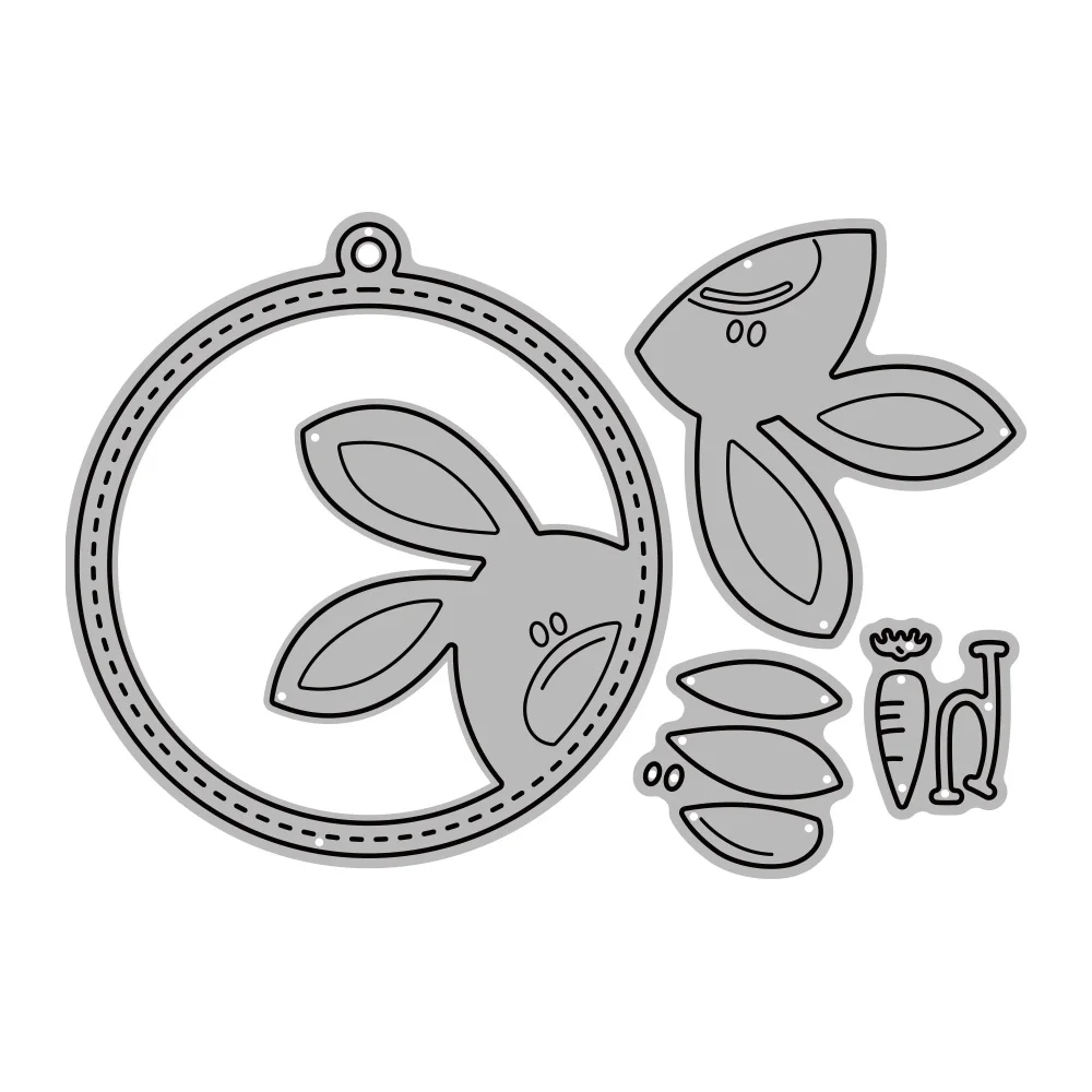 MangoCraft Easter Rabbit Head Round Shaker Metal Cutting Dies Embossed DIY Scrapbooking Supplies Cut Dies For Cards Ornaments