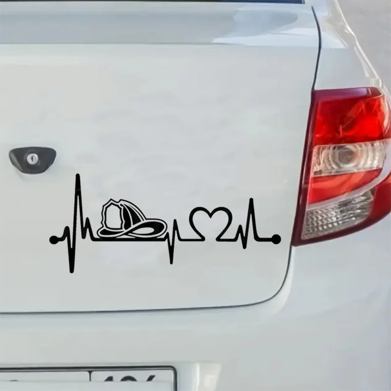 

Firefighter Helmet Heartbeat Lifeline Vinyl Decal, Durable Sticker for Cars, Trucks, Motorcycles & Laptops