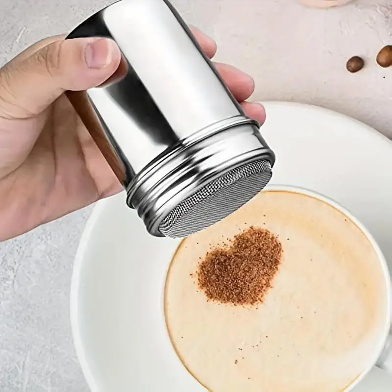 BBQ Tools Shaker Powder Cans Powder Sugar Shaker Duster Dredges Stainless Steel Jars Powder Sugar Shaker With Lid Mesh