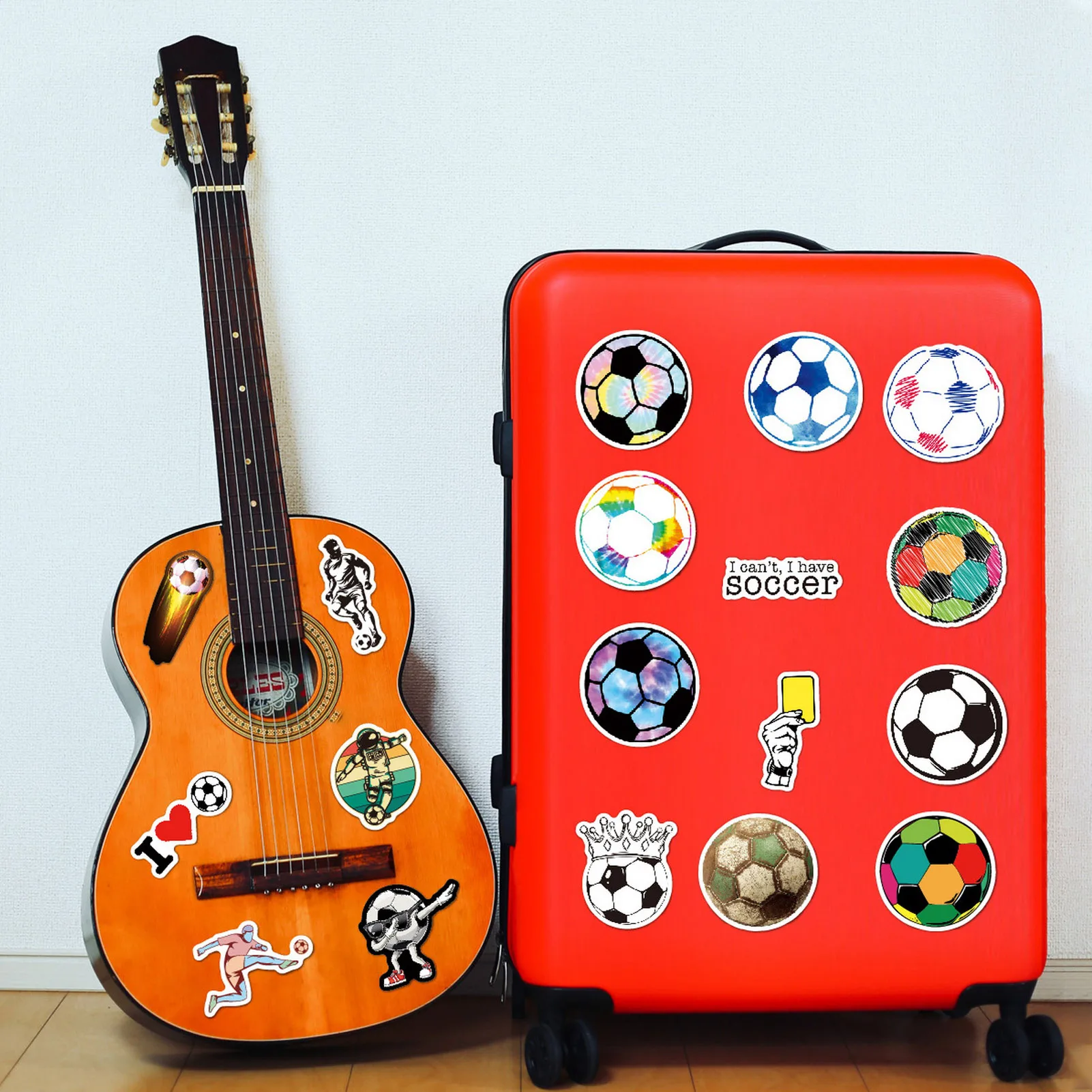 

100Pcs Vinyl Stickers Football Theme Waterproof Durable for Laptop Luggage Car Decoration