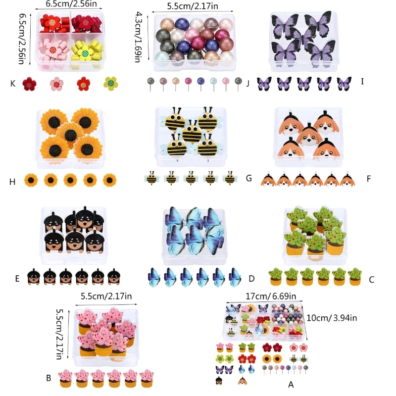 Blumen-Reißzwecken, Reißzwecken, Karten-Reißzwecken, Poster-Stecknadeln, Karten-Stecknadeln, Schul- und Bürobedarf