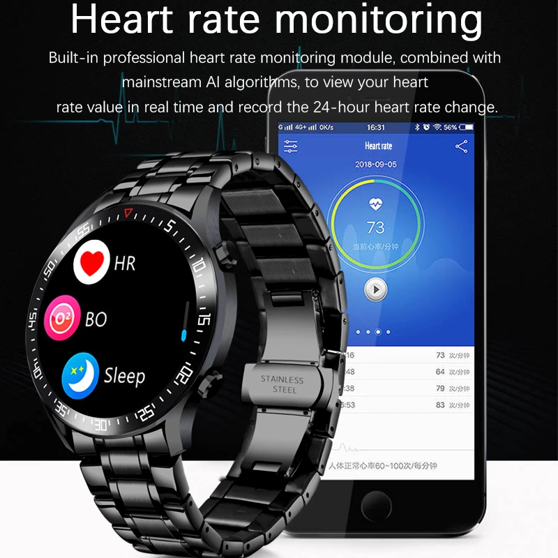 

C2 Steel Belt Smart Watch IP68 Waterproof Heart Rate Blood Pressure Blood Oxygen Monitoring Bluetooth Sports Smart Bracelet