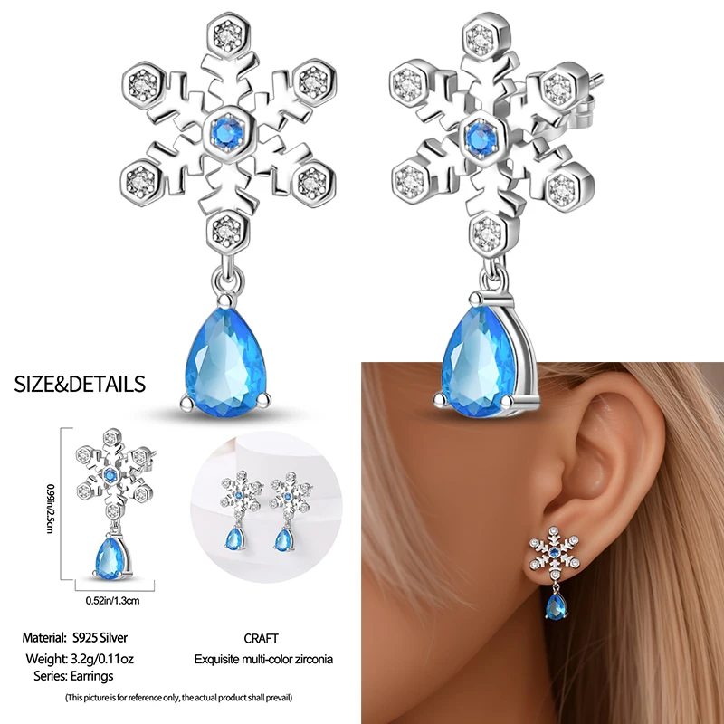 2024 New 925 Sterling Silver Christmas Earrings Christmas Tree Wreath Bells Snowflake Earrings for Women Creative Jewelry Gifts