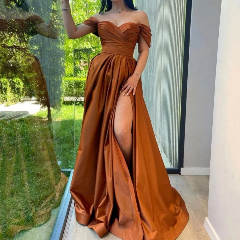 

Elegant Prom Dress For Women Simple Sweetheart Neck Split Evening Gowns Off The Shoulder A Line Formal Dresses فساتين الحفلات