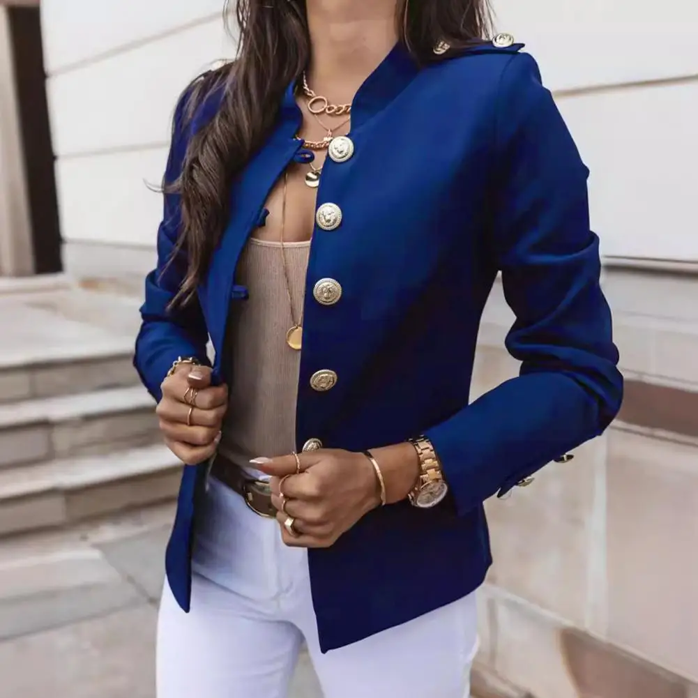 Casual O-neck Long Sleeve Jacket Outerwear Office Lady Spring Autumn Fashion Elegant Solid Blazer Coat For Women 2024 Female Top