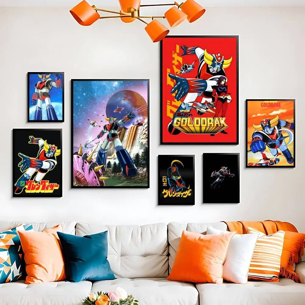 UFO Roboter Goldorake Hochwertiges Druckposter, wasserdichte Wandkunst, Filmposter für Wohnzimmer, Schlafzimmer, Retro-Raumdekoration, Geschenk