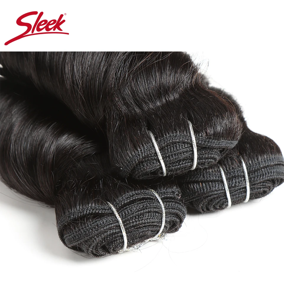 Rambut Manusia Gelombang Longgar Brasil Ramping Ganda Ditarik Warna Hitam Alami Coklat 2 #4 # Bundel Burg Merah Rambut Remy 3 Buah Lot