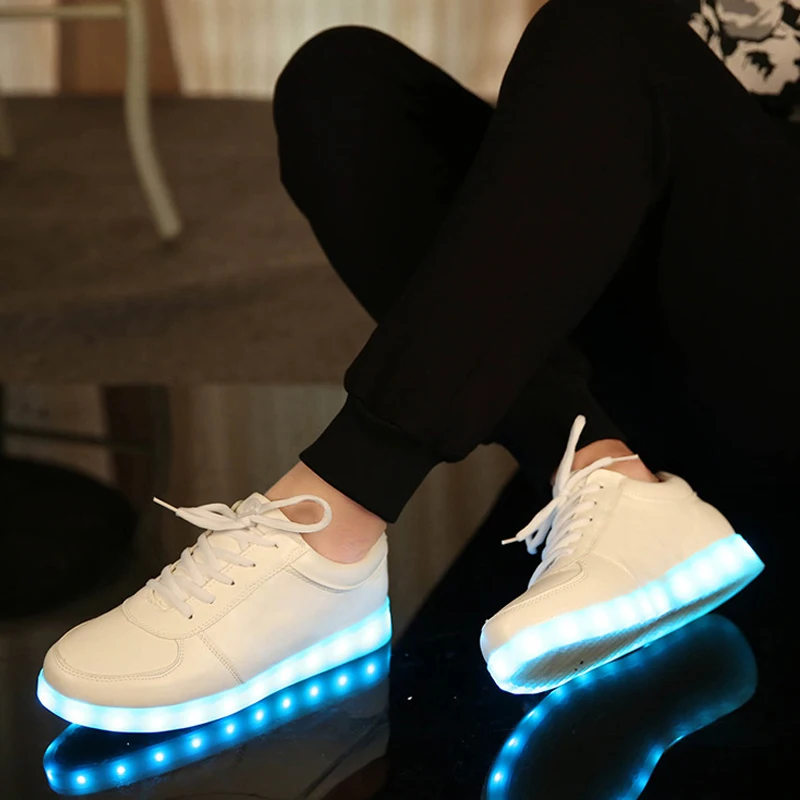 Comemore 2022 Adult Unisex Womens Mens Kid Luminous Sneakers Glowing USB Charge Boys LED Colorful Light-up Shoes Girls Footwear