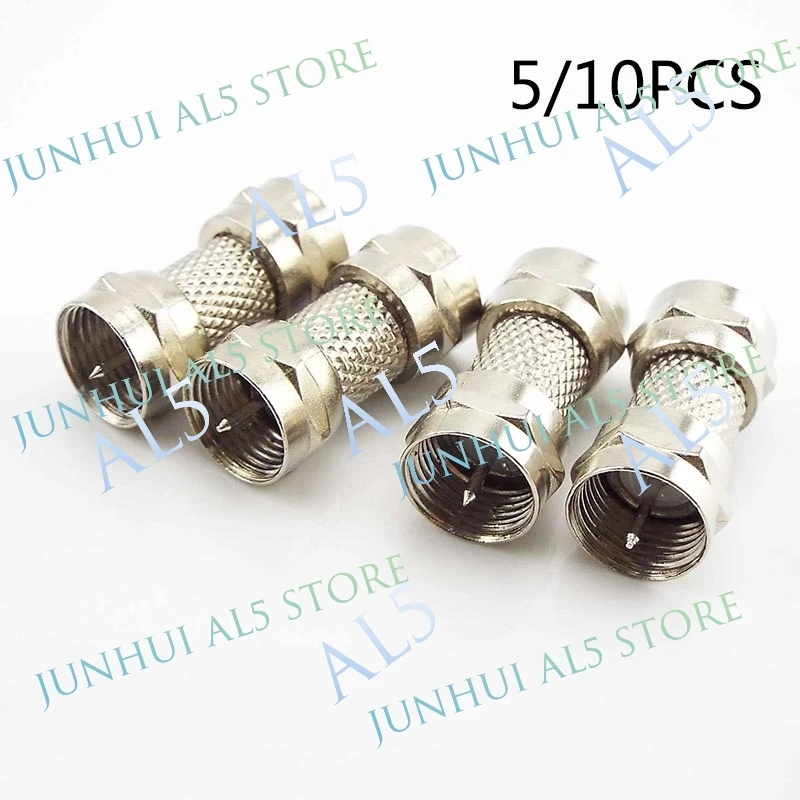 2/5/10pcs Nickel-plated F Type Male Plug Connector Socket to RF Coax TV Aerial Female RF Adapters Silver Zinc Alloy Plug B5