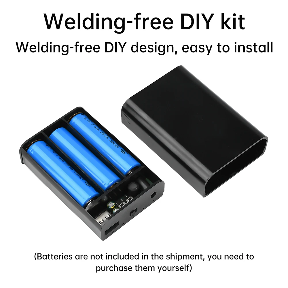 3 18650 Mobile Power Bank Shell DC 5V 12V Dual Output Series Mobile Power Bank Battery Box Solder-Free DIY Kit With Switch