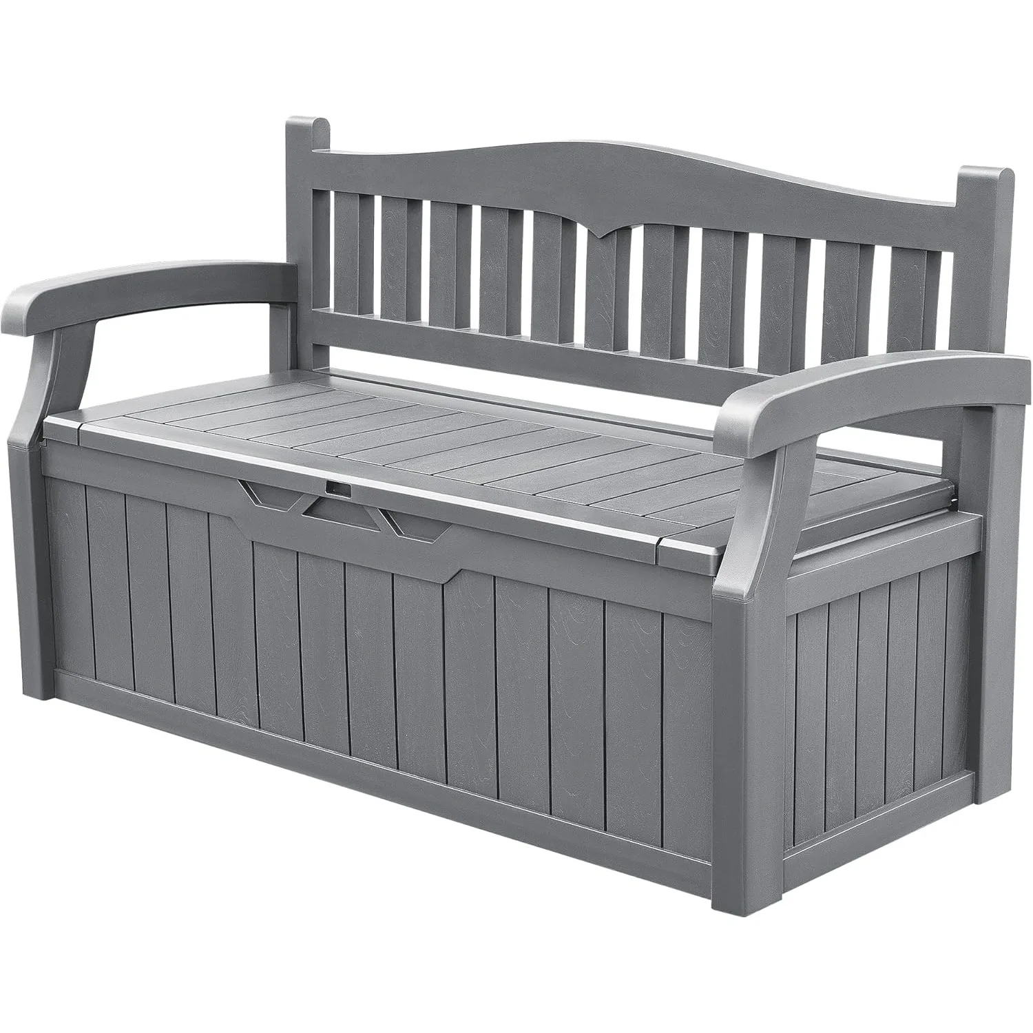 

80 Gallon Storage Bench Deck Box Lockable for Patio Furniture, Garden Decor and Outdoor Seating (Grey)