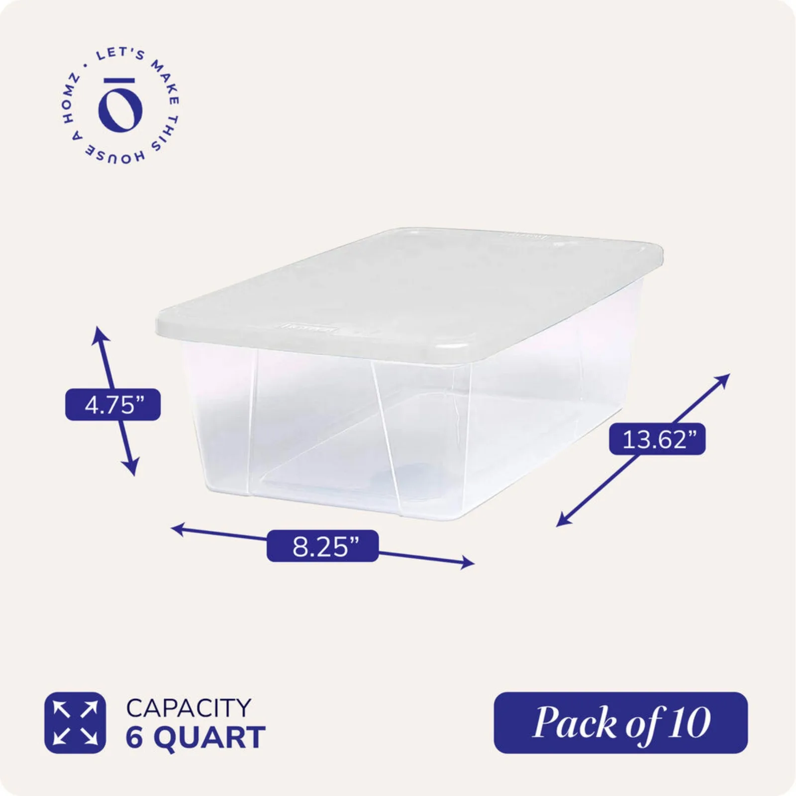 6 Qt multifunctionele plastic opslagcontainers met vergrendelbaar deksel, (10 stuks) Verenigde Staten